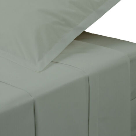 Drap Plat 2 Personnes "Percale" 240x290cm Vert Tilleul (1/2)