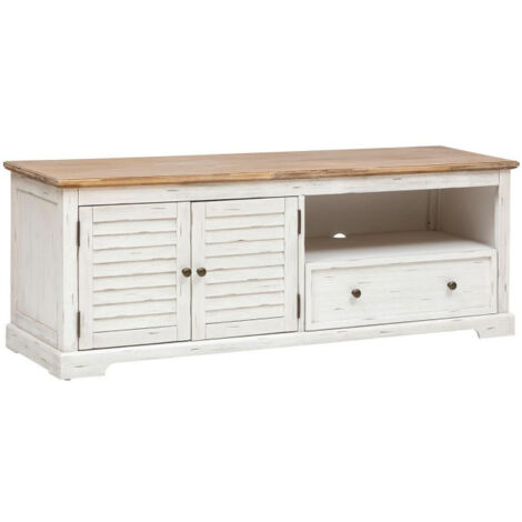 Meuble TV 2 Portes & 1 Tiroir "Olbia" 140cm Blanc (1/5)