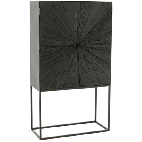 Commode 2 Portes en Bois "Shanil" 162cm Noir (1/5)