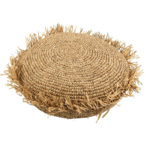 Coussin Déco Rond "Raphia" 62cm Naturel (1/4)