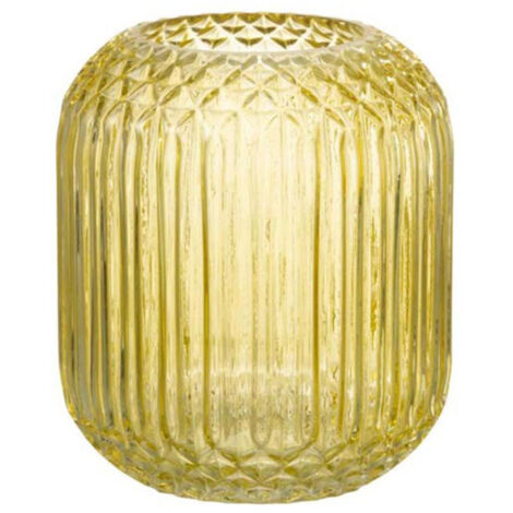 Vase Design en Verre "Droit" 17cm Jaune