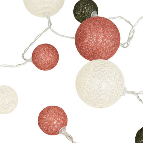 Guirlande Lumineuse Boules Rotin Marhynchus – 20 LED, Lumière Chaude, Piles Non Incluses