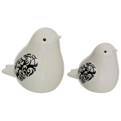Lot de 2 Statuettes Oiseaux "Lumia" 11cm Blanc (1/3)