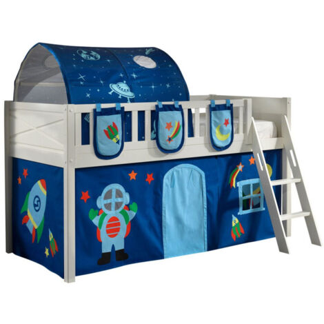 Lit Enfant Tente, Tunnel & 3 Pochettes "Scott Astro" 90x200cm Blanc (1/5)