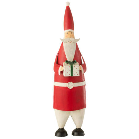 Statuette Père Noël 24 Cm – Résine Blanc Argenté – Déco Noël Saint Nicolas