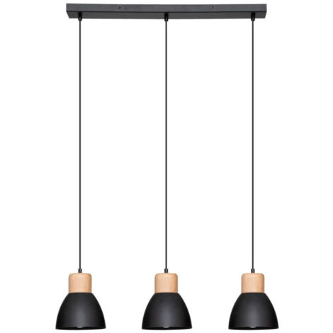 Lampe Suspension 3 Têtes "Desy" 100cm Noir (1/4)