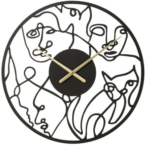 Horloge Murale en Métal "Visages" 69cm Noir (1/3)