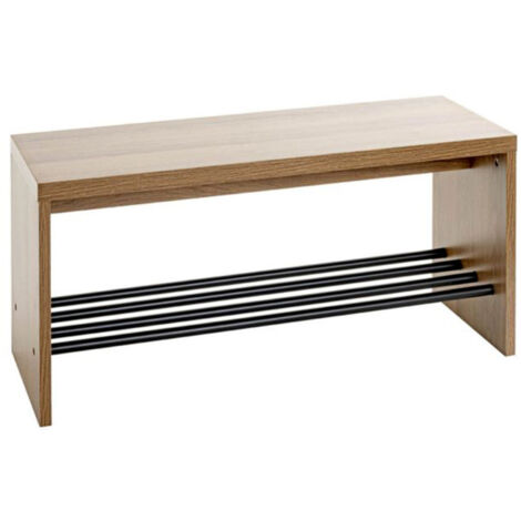Meuble à Chaussures & Banc "Miranda" 80cm Chêne Foncé & Noir (1/5)