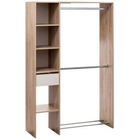Five Simply Smart – Dressing 2 penderies Dika 118x39,5x183 cm – Panneaux de particules – Couleur naturel – À monter soi-même