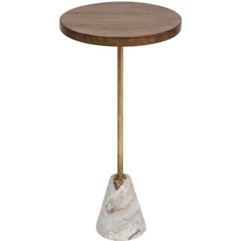 Atmosphera – Table à café en marbre rond 69cm – Fer et bois de manguier – Couleur marron et blanc – Design moderne pour intérieur élégant (1/4)