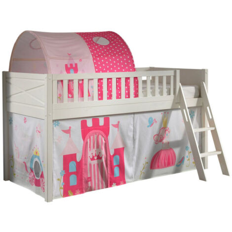 Lit Enfant Tente & Tunnel "Scott Princesse" 90x200cm Blanc (1/5)