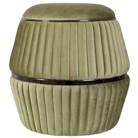 Pouf Rond Design "Doric" 53cm Vert & Gris (1/5)