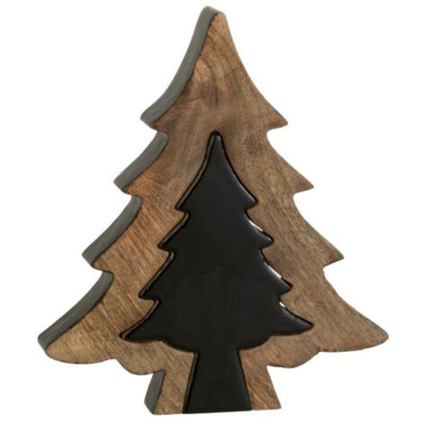 Sapin de Noël à Poser "Puzzle" 30cm Noir & Naturel (1/5)