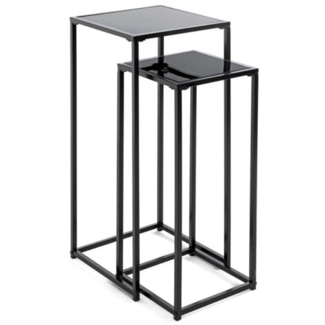 Lot de 2 Sellettes en Métal "Cromano" 70cm Noir (1/5)