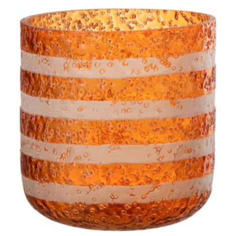 Photophore Design en Verre "Lignes" 15cm Orange (1/4)