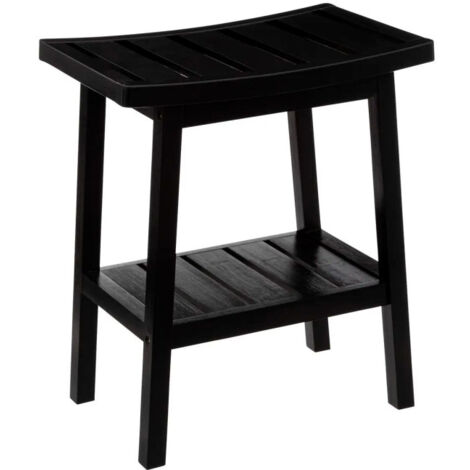 Tabouret Rangement "Bambou" 46cm Noir (1/2)