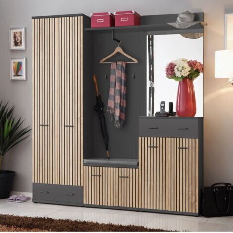 Ensemble Vestiaire 5P "Marco" 203cm Naturel & Gris (1/4)