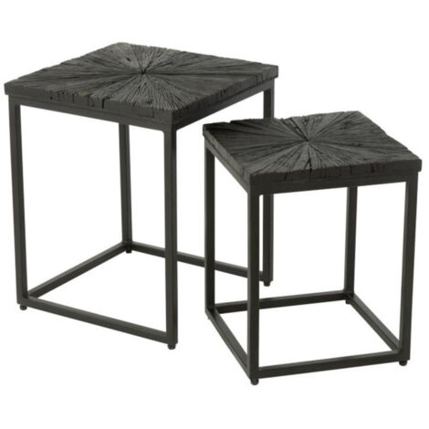 Lot de 2 Tables d'Appoint Gigognes "Shanil" 53cm Noir (1/5)