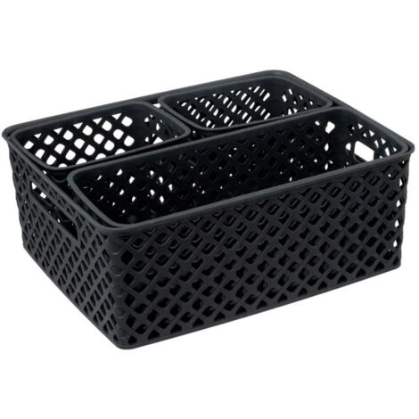 Lot de 4 Paniers de Rangement "Folk" 36cm Anthracite (1/4)