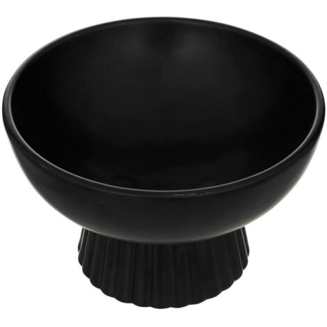 Atmosphera – Coupelle ronde 22cm en dolomite noire – Pied conique strié – Accessoire élégant pour décoration intérieure (1/3)