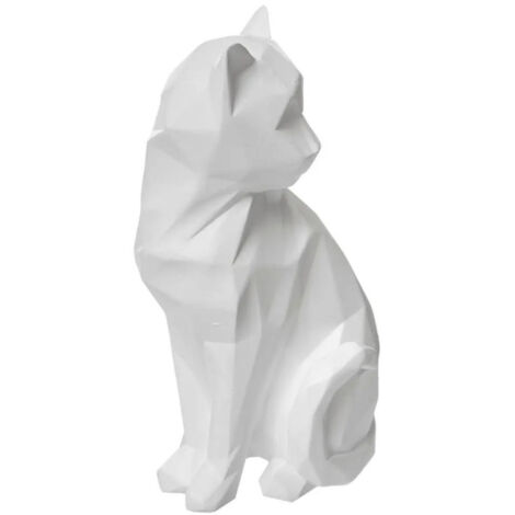 Atmosphera – Statuette déco chat origami 20,5cm en résine blanche – Design épuré pour décoration intérieure moderne – Poids 0,38kg