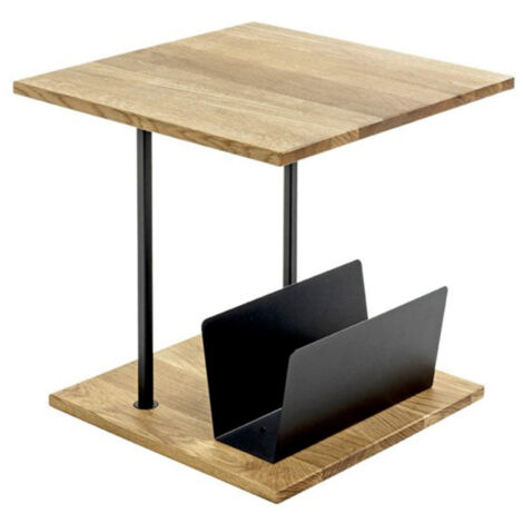 Table D'appoint Relaxdays Avec Porte-revues Intégré - Plateau Verre, Structure Métal Noir - 53x46x36 Cm - Design Moderne