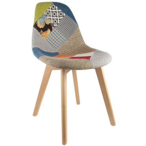 Lot de 4 Chaises Scandinave "Patchwork" 86cm Multicolore