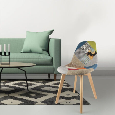 Lot de 4 Chaises Scandinave "Patchwork" 86cm Multicolore
