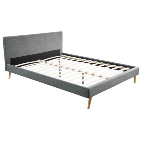 Lit Adulte en Tissu" Cormat" 160x200cm Gris Foncé (1/5)
