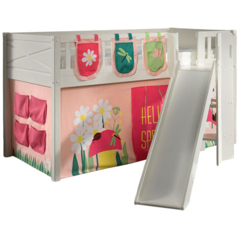 Lit Enfant Toboggan, Tente & 3 Pochettes "Scott Spring" 90x200cm Blanc (1/5)