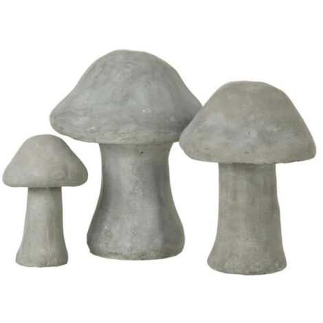 Lot de 3 Champignons Déco "Ciment" 19cm Gris