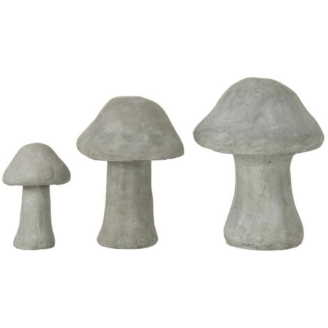 Lot de 3 Champignons Déco "Ciment" 19cm Gris