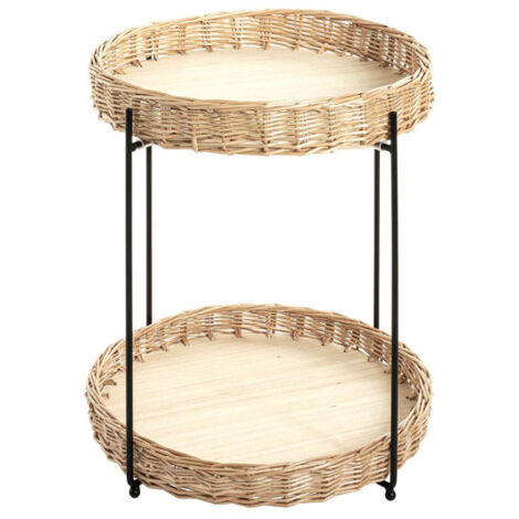Table D'appoint Vintage En Osier Blanc Palecek - Matière Naturelle - Dimensions ~20x22H