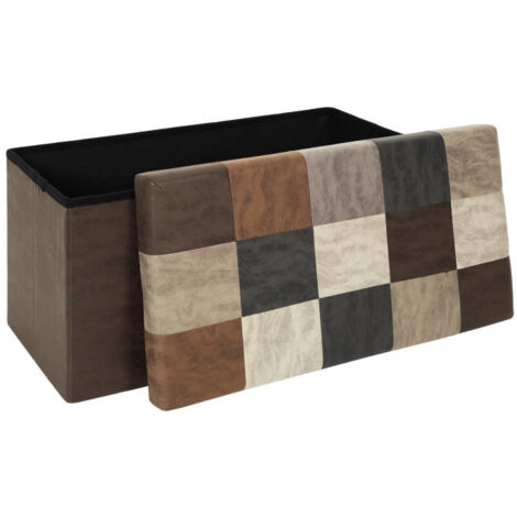 Home Deco Factory Coffre Banc Pliable Patchwork Gris