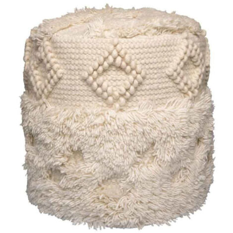 Pouf Bohème Fait à la Main "Bohist" 35cm Naturel (1/3)