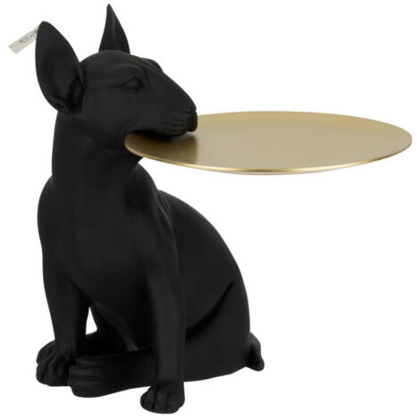 Statuette Déco "Chien Plateau" 28cm Noir (1/3)