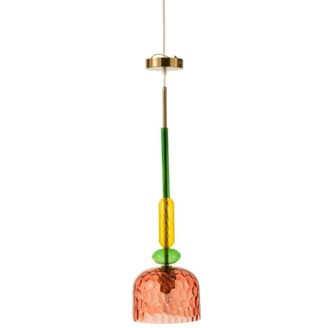 Lampe Suspension en Verre "Fiona" 160cm Rouge (1/4)