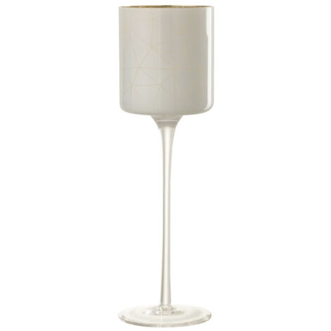 Photophore sur Pied "Milano" 30cm Blanc & Or (1/3)