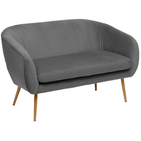 Canapé 2 Places en Velours "Solaro" 124cm Gris (1/3)