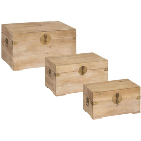 Lot de 3 Malles Déco "Jiling" 58cm Naturel