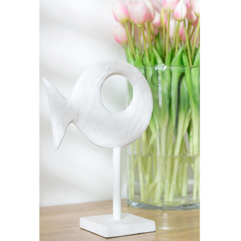 Statuette sur Pied "Figurine Poisson" 30cm Blanc