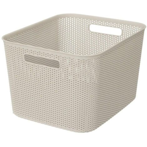 Panier de Rangement "Crochet" 21cm Beige Lin (1/2)