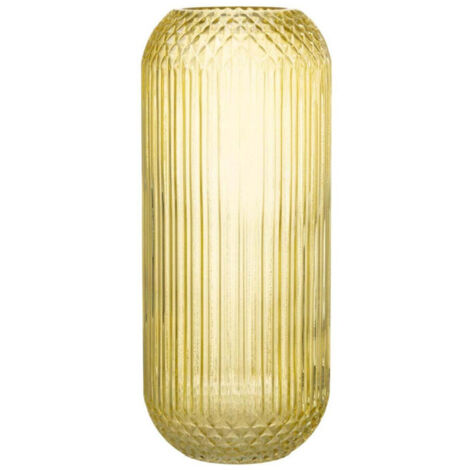 Vase Design en Verre "Droit" 36cm Jaune