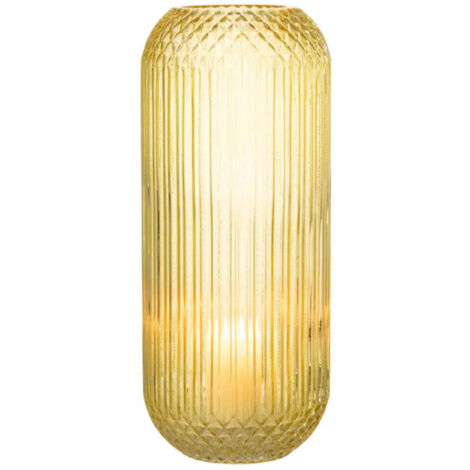 Vase Design en Verre "Droit" 36cm Jaune