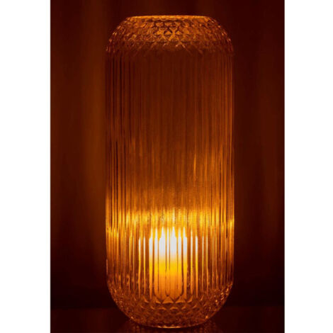Vase Design en Verre "Droit" 36cm Jaune