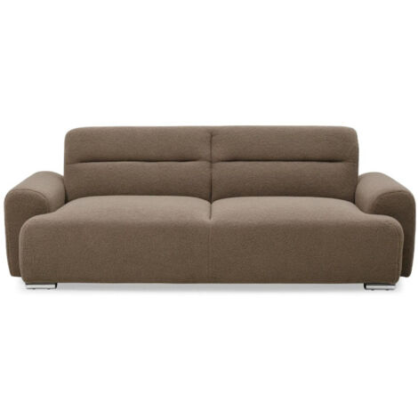 Canapé convertible 3 places en tissu bouclette beige - Ouverture