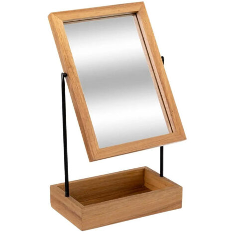 Miroir de Salle de Bain "Blackacia" 36cm Marron (1/2)