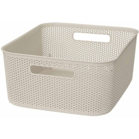 Panier de Rangement "Crochet" 14cm Beige Lin