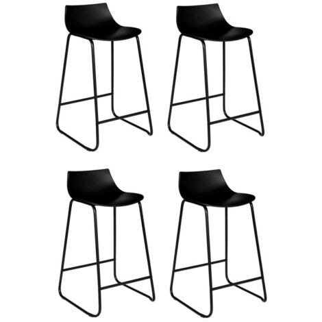 Atmosphera – Lot de 4 tabourets de bar 82cm noir – Assise confortable en polypropylène – Repose-pieds intégré – Montage facile (1/5)