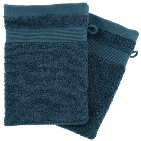 Lot de 2 Gants de Toilette "Confort" 15x21cm Bleu Égéen (1/2)